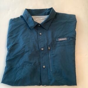 Eddie Bauer Teal Outdoor Short Sleeve Button Down Vented Back